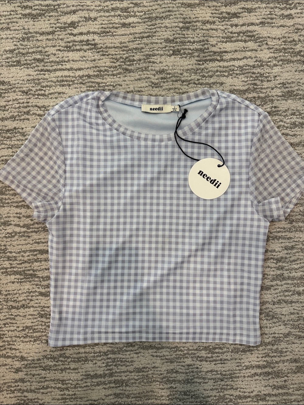 Lilac Gingham Short Sleeve Tee